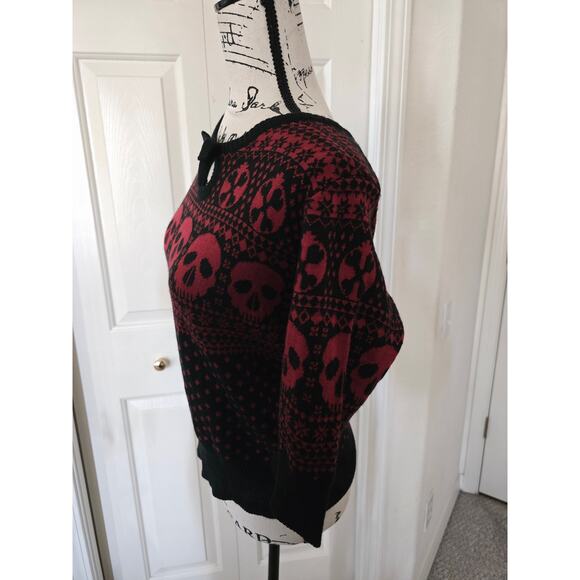 EUC Hell Bunny Skull Short Sleeve Sweater Size M - Picture 2 of 5